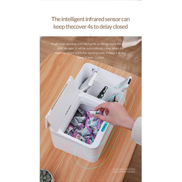Smart Sensing Electric Desktop Storage Box Rack Jewelry Organizer Skin Care Tissue Box Storage Box Smart Waste Bins Trash Bin