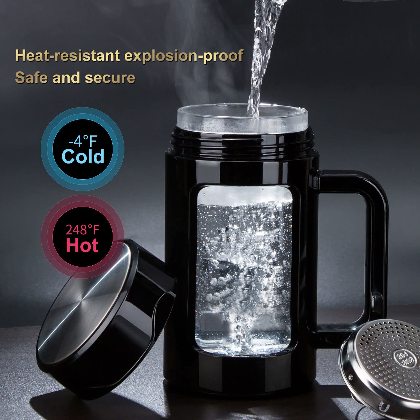 Multipurpose Office Business Gift Portable Glass Water Bottle With Handle Glass Bottle With Tea Strainer Unique Tea Separation Design And Functionalit