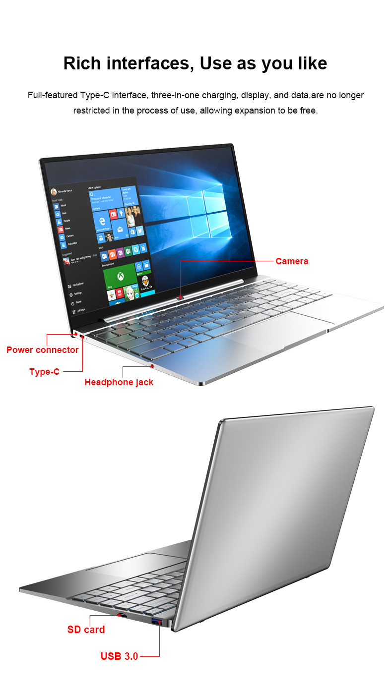 14.1inch Notebook Ram 12gb Ssd 24gb Laptop Mini Computer For School Home