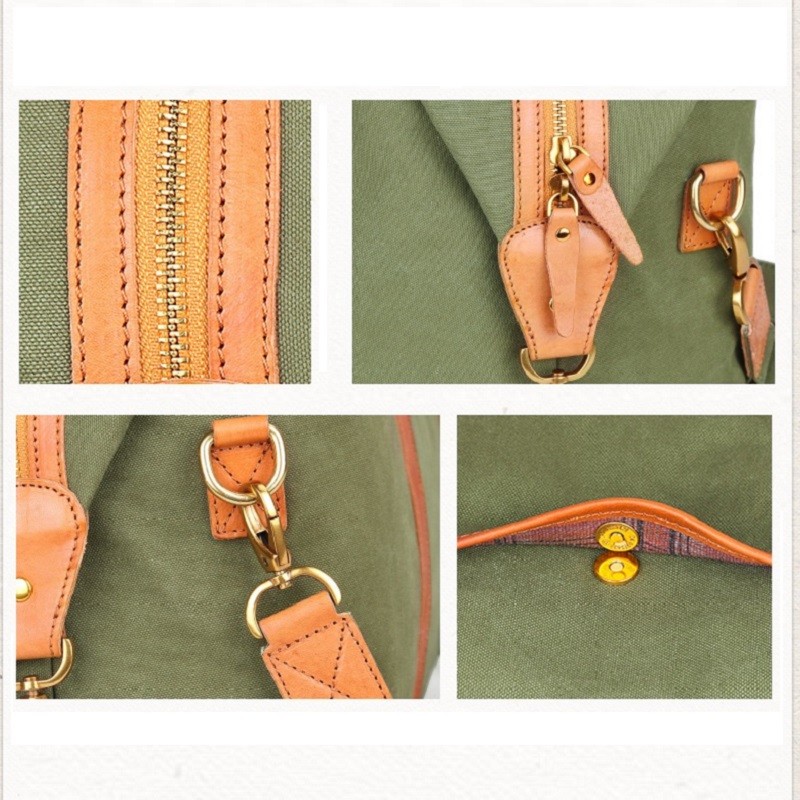 Luggage Vegetable Tan Washable Men'S Leather Canvas Travel Duffle Bag