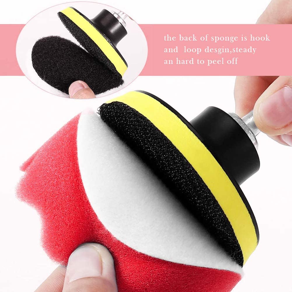 17PCS 3 Inch Car Polishing Pads Sponge Buffing Pads With M10 Drill Adapter