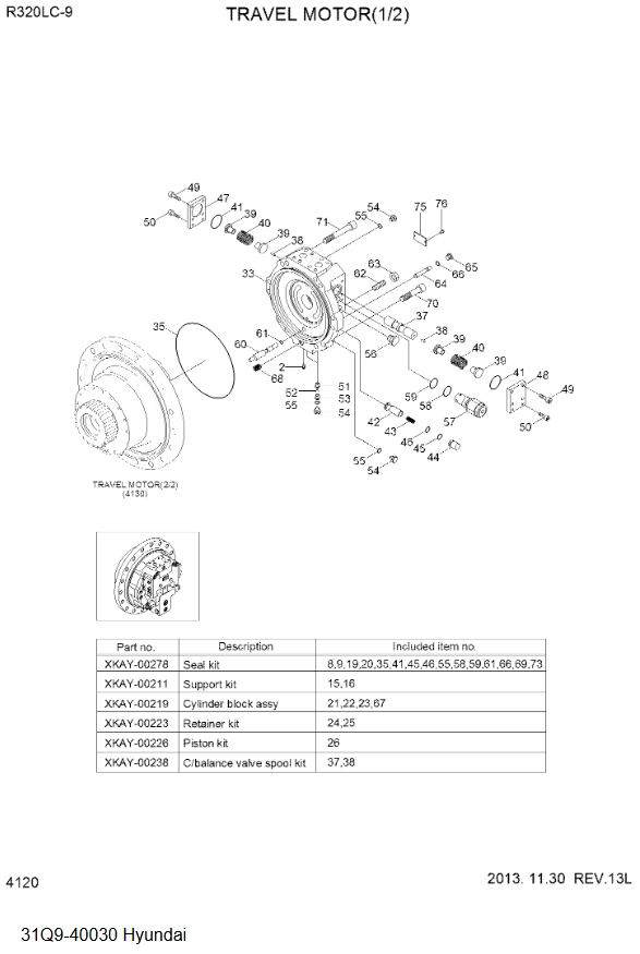 31Q9-40031 31Q9-40032 31Q9-40033 31Q9-40010 31Q9-40011 FOR HYUNDAI R320LC-9 R330 EXCAVATOR FINAL DRIVE GEARBOX TRAVEL MOTOR DRIVE GP-FINAL -WITH MOTOR