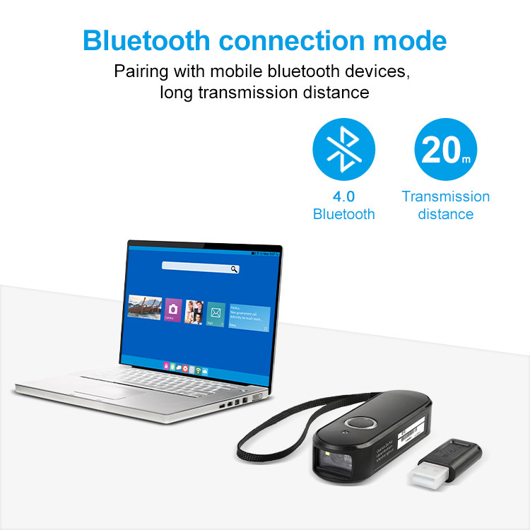 Portable 1D 2D Bluetooth Barcode Scanner QR Code Work With Windows PC POS
