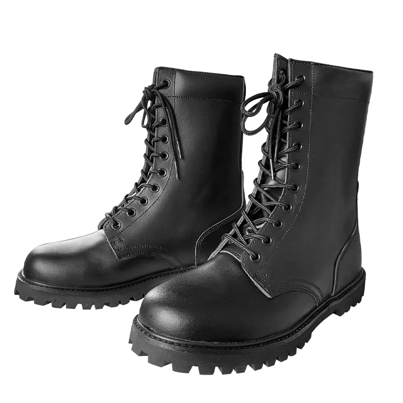 1.5kg Customized Men Shoes Black Cowhide Leather Boots with Rubber Outsole