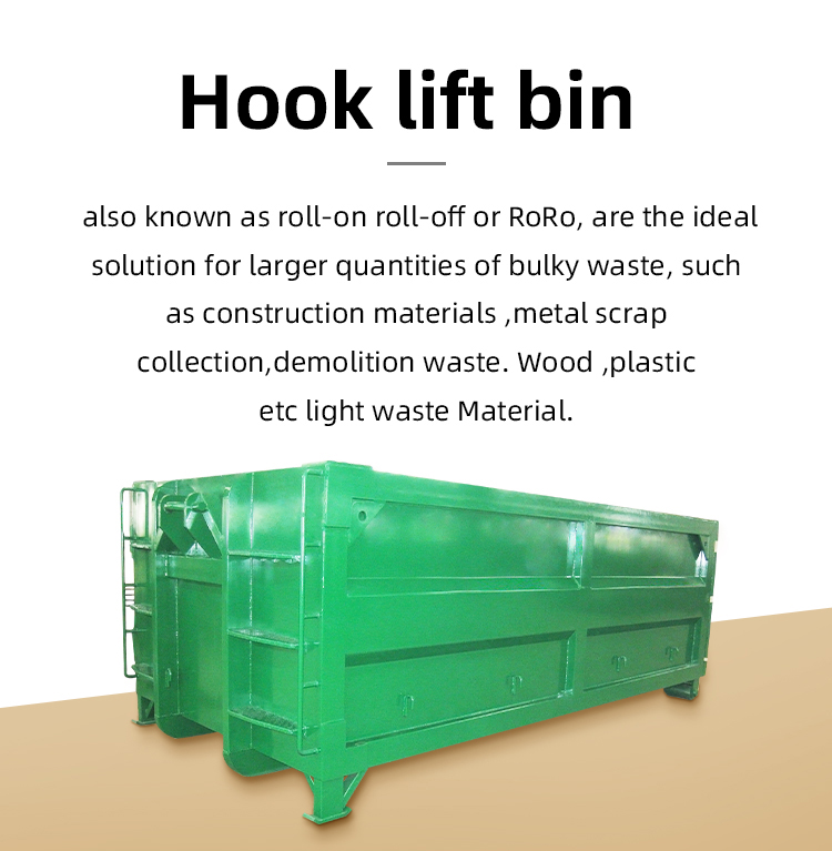 Waste Recycling Hook Lift Bins Container For Environmentally Friendly Waste Management