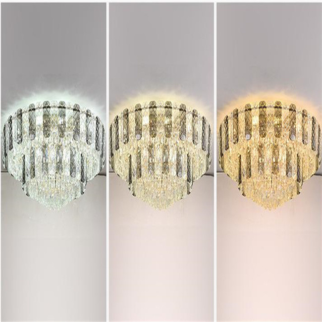 400cm*400cm*280cm Voltage 85V-265V Gold Iron Crystal LED Ceiling Light for Luxurious Space