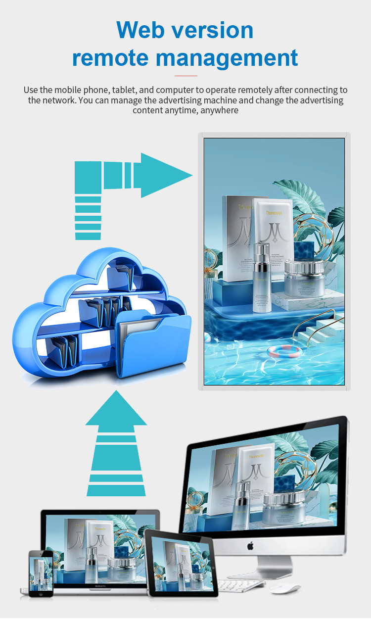 Wall Mounted 55 Inch 5ms Lcd Advertising Media Player