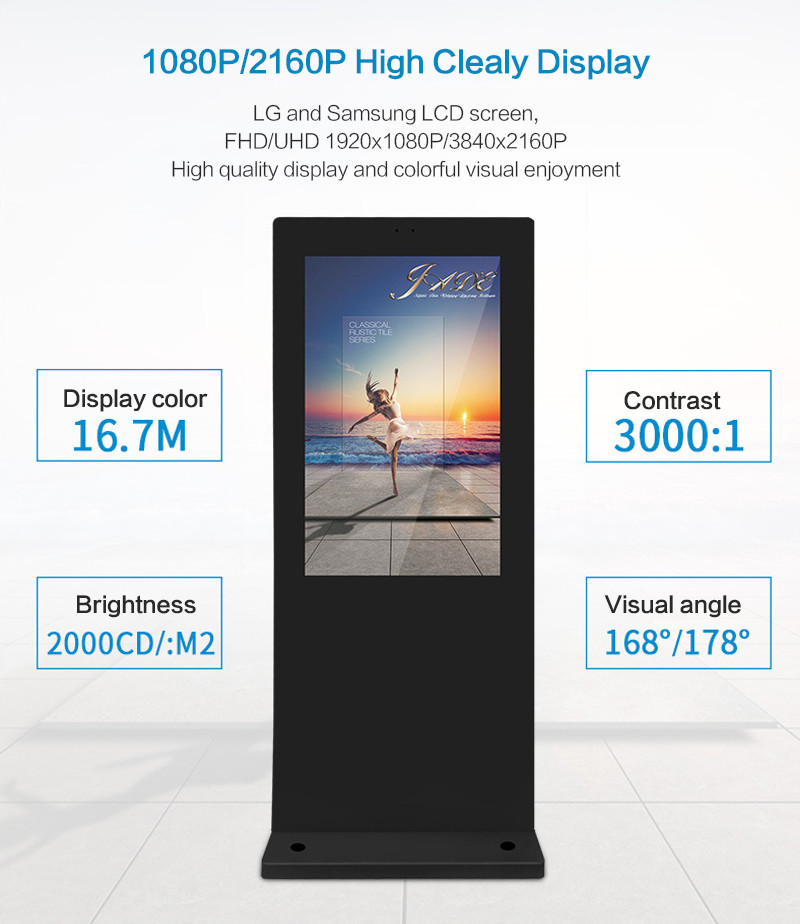 Waterproof 75" Outdoor Lcd Advertising Display Touch Screen Outdoor Digital Kiosk