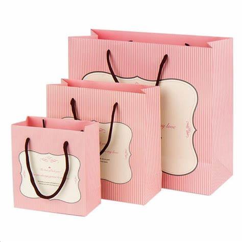 Promotional Gift Paper Cardboard Carry Bags Jewelry Packaging With Handle