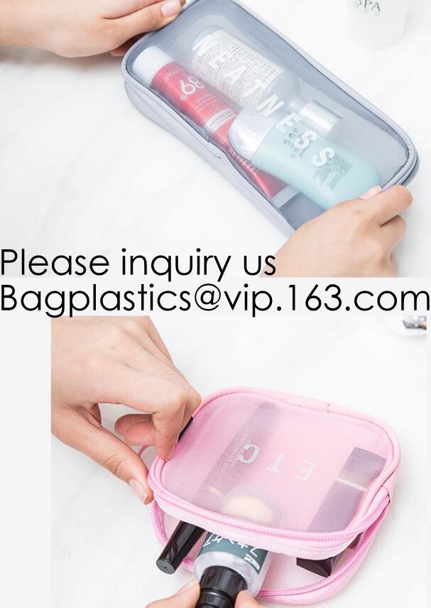 New Fashion Travel Makeup Brush Mesh Cosmetic Bag,Portable Canvas Travel Organizer Cosmetic Bag Toiletry Makeup Wash Bag