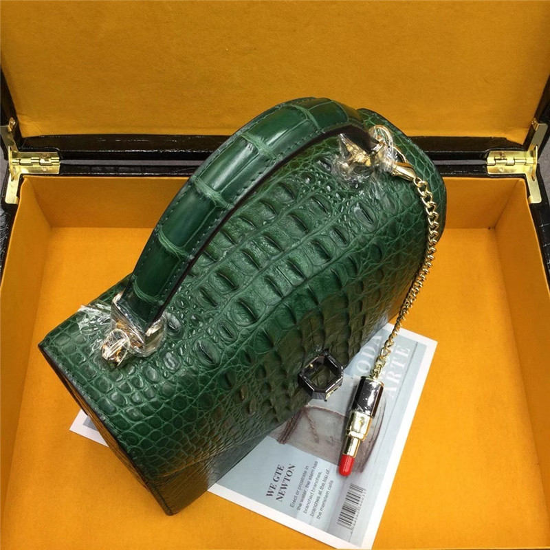 Authentic Real Crocodile Skin Lady Purse Genuine Alligator Leather Women Single Cross Shoulder Bag Female Small Handbag