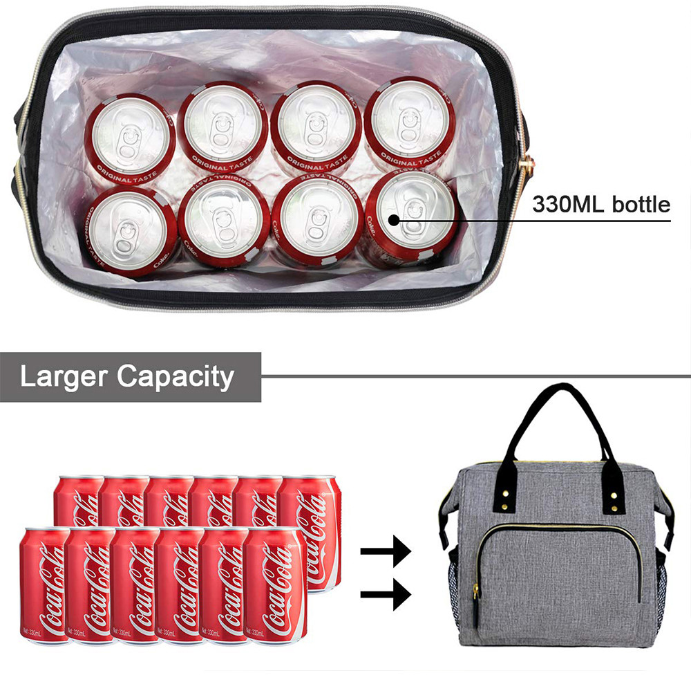 Insulated Lunch Bag with Detachable Shoulder Strap & Carry Handle