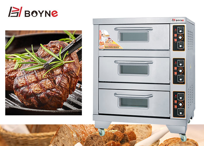 Electric Commercial Bakery Deck Oven Three Deck Capacity Stainless Steel Oven