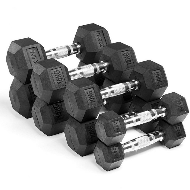 20lbs Black Rubber Hex Dumbbell Sets 30mm Dia