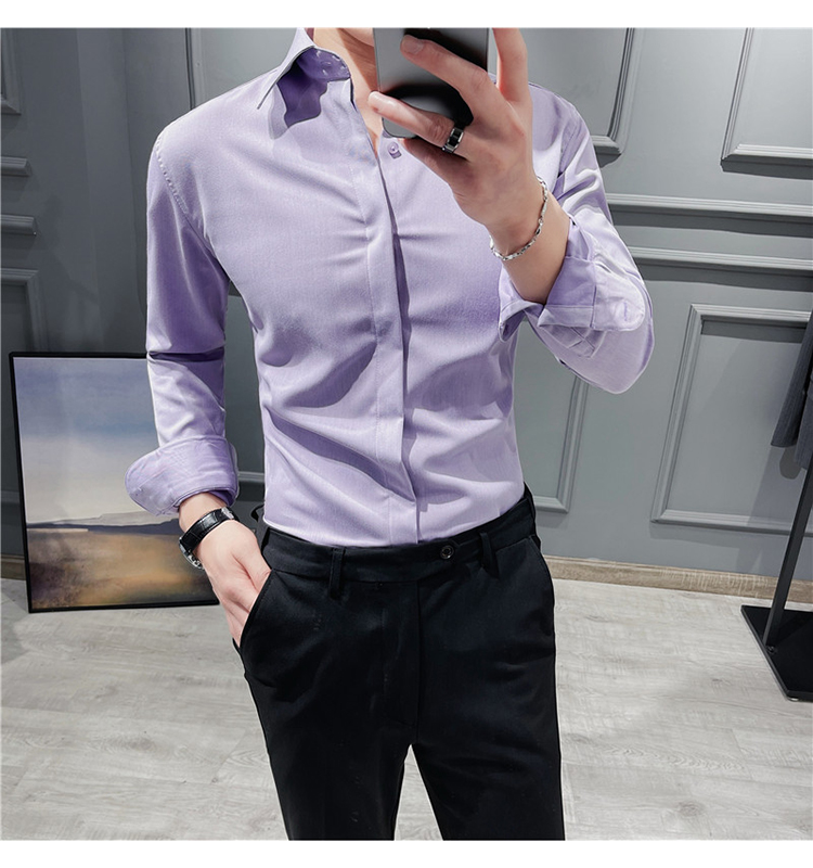 Weaving method woven 100% Cotton Business Dress Button Down Casual Shirts For Men Slim Fit