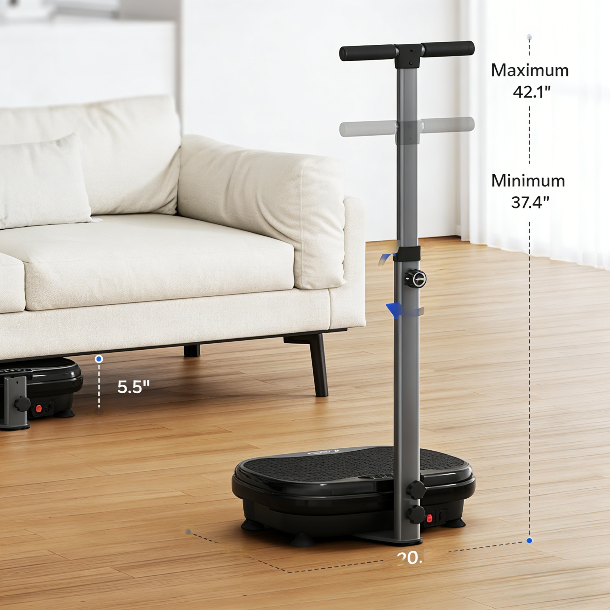 Vibration plate exercise machine features