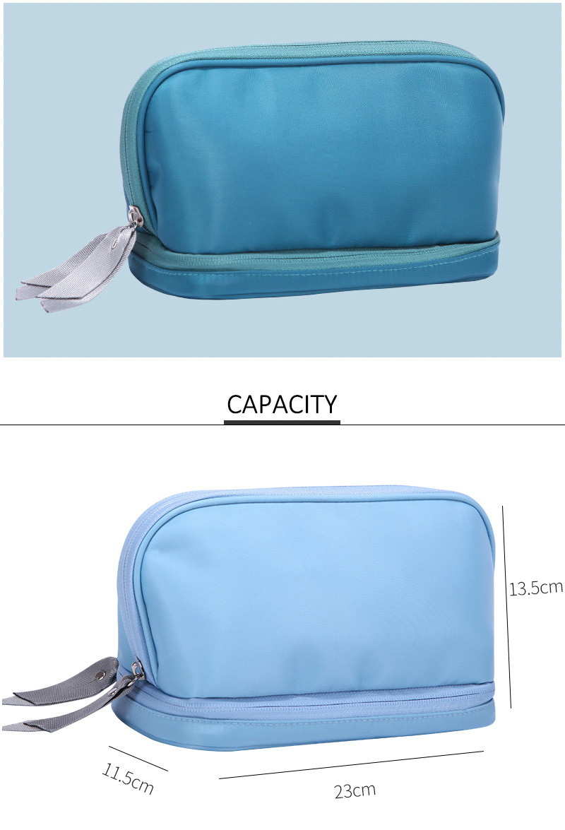 Artist Double Zipper Travel Mirror Polyester Cosmetic Bag
