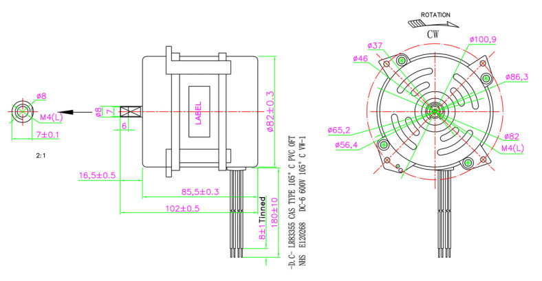 1200-1300rpm AC Induction Motor 110-240v 30-200w Fan Induction Motor