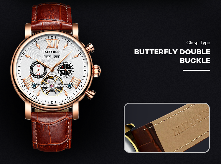 White Dial Automatic Mechanical Watch Durable Gold Case Shockproof