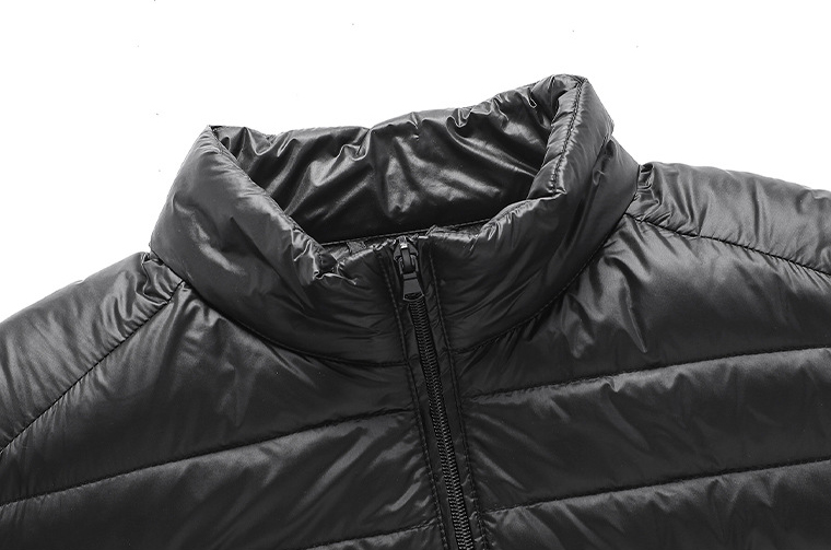 Utility Thin Cotton Padded Coat Zipper Stand Collar Down Puffer Jacket For Men
