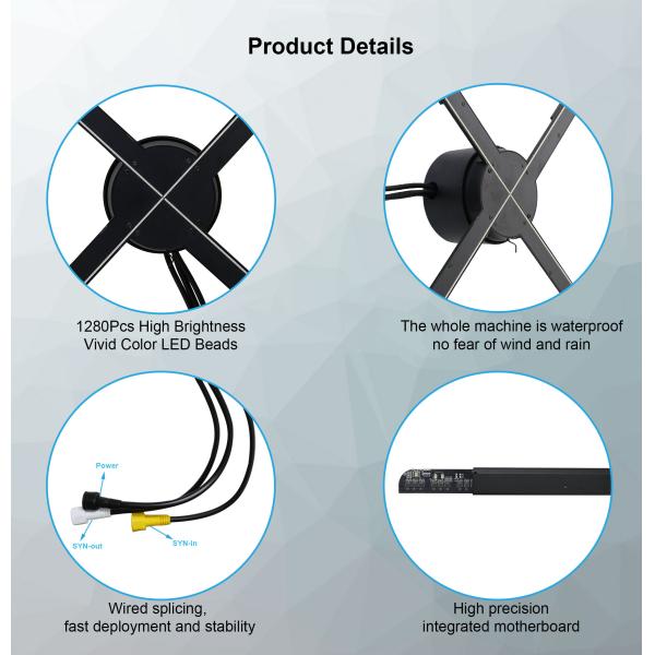 80CM High Resolution 3D Wifi Hologram LED Fan Holographic Projector Display Advertising 3D Holographic Fan for Outdoor Events