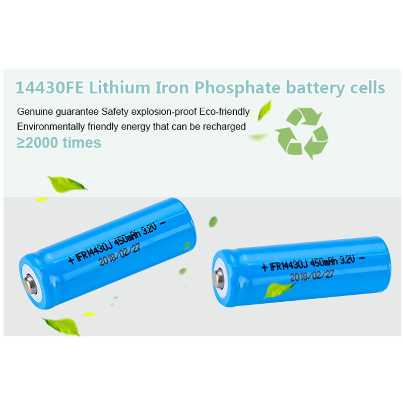3.2v 450mAh 14430 LiFePO4 Battery Cells Rechargeable Lithium Battery