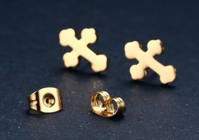 Personalized body piercing jewelry stainless steel cross stud earrings for women