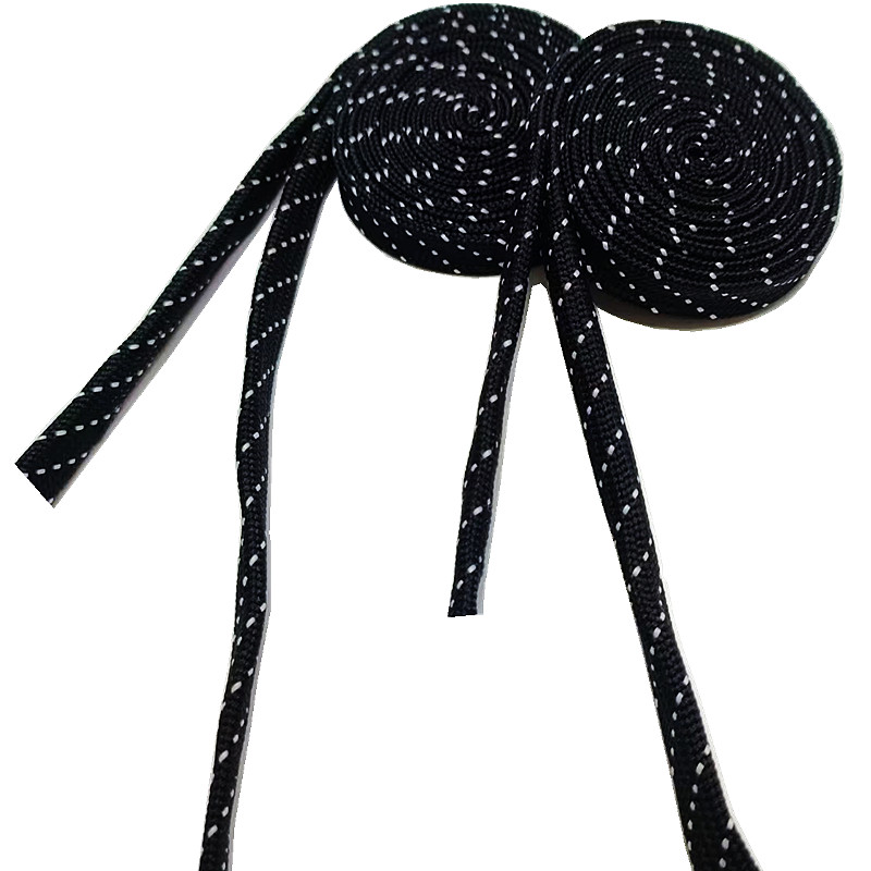 Polyester Flat Drawstring Cord For Hoodie Black Elastic Shock Cord