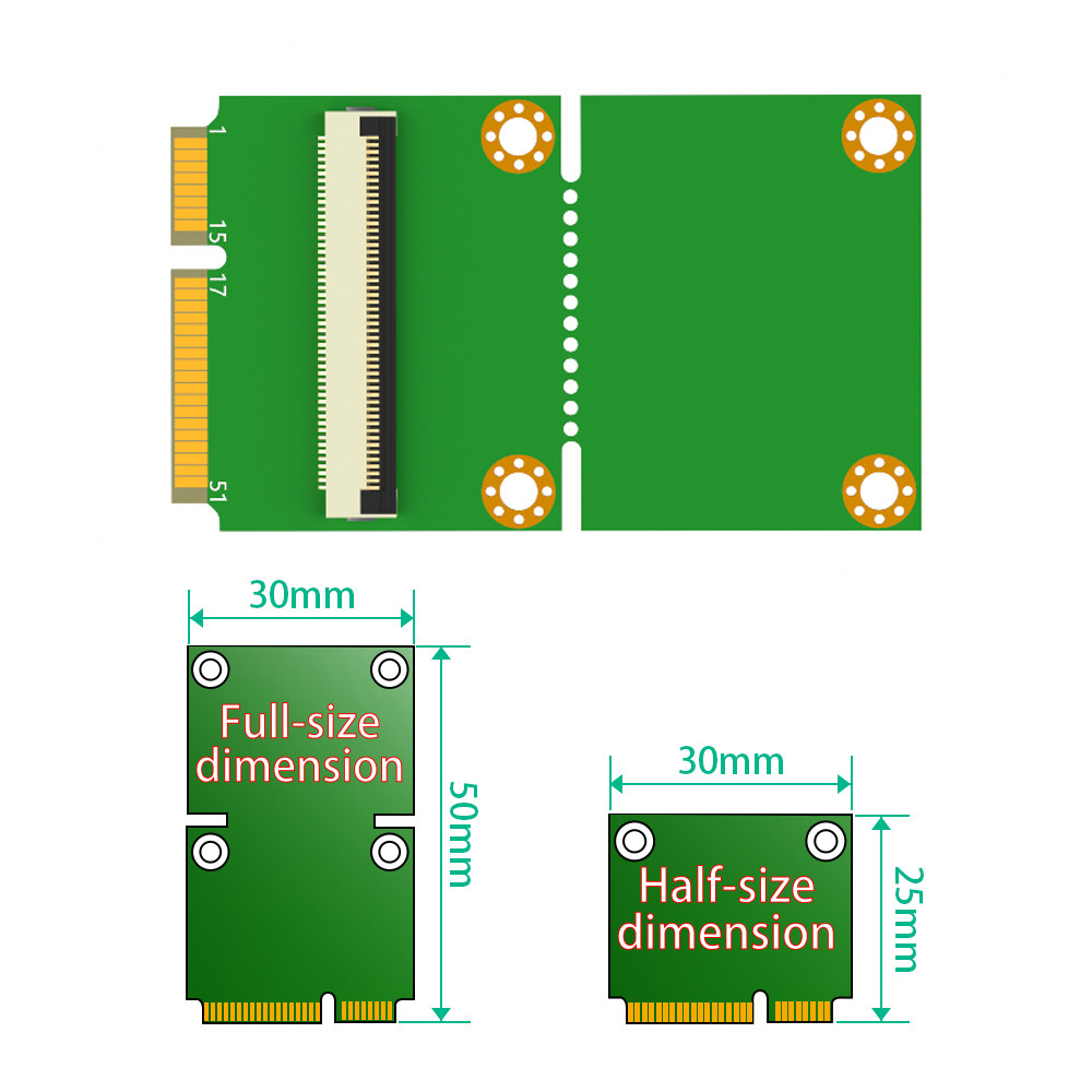 Mini PCI-E MSATA SSD Extension Cable Adapter 2 In 1 Combo