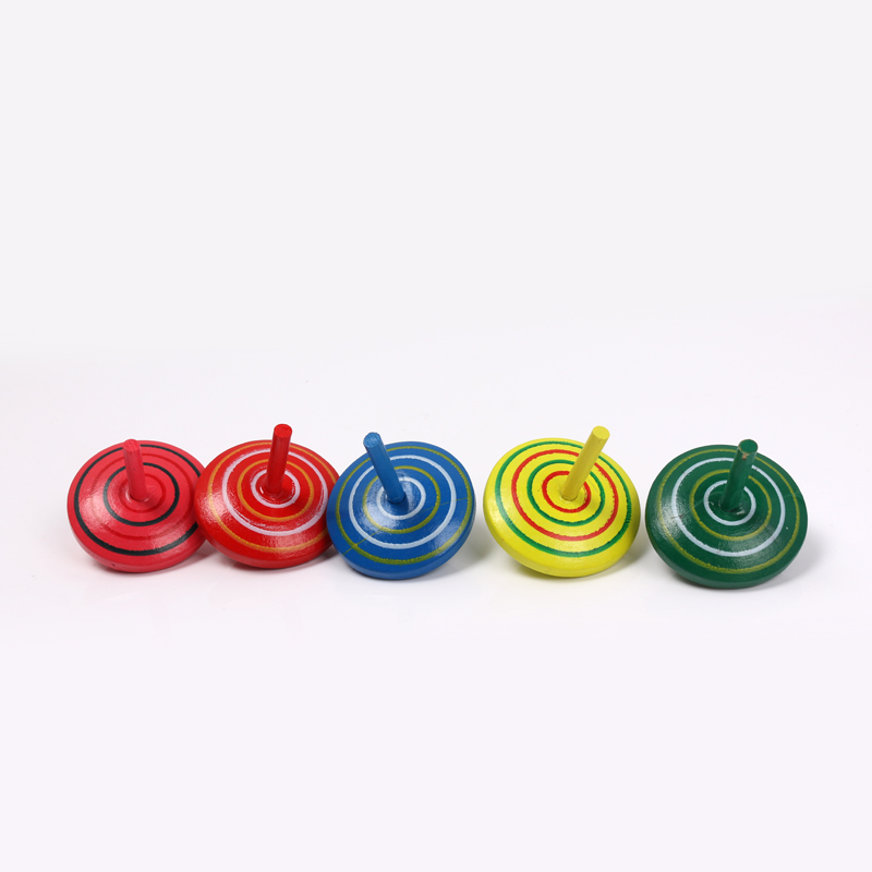 colorful wooden spinning top for child