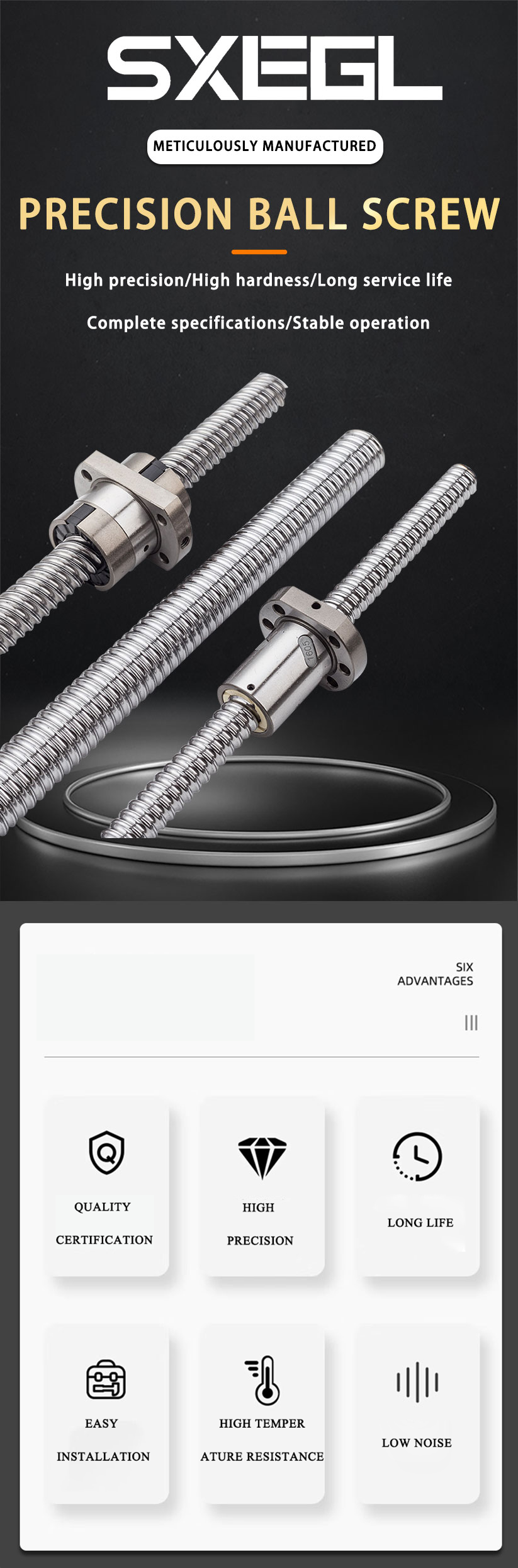 Efficient High Precision Ball Screw 10mm - 160mm Ball Screw For CNC