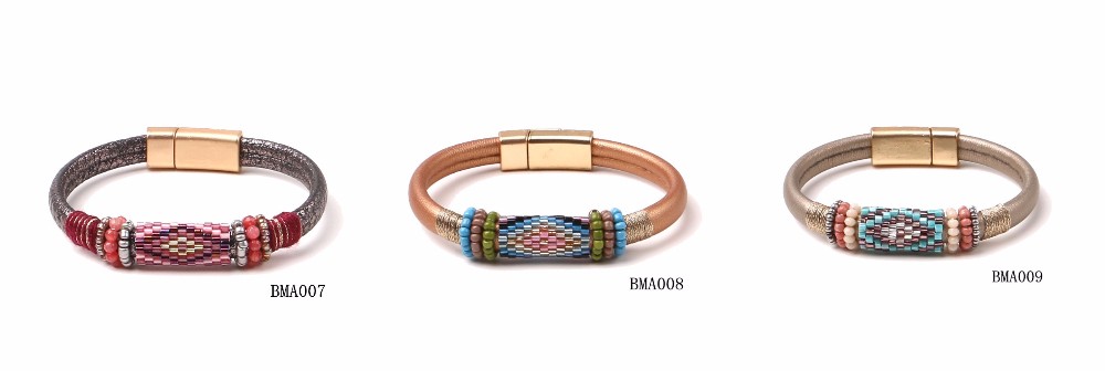 jewelry bracelet multi rows black real leather bio magnetic bracelet men, health magnetic jewelry men bracelet magnetic