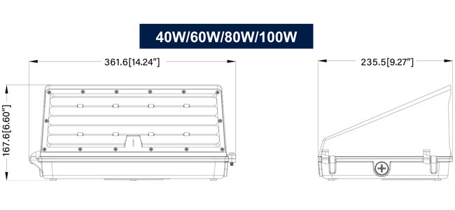 IP65 Outdoor LED Full Cutoff Wall Pack 140LM/W 3CCT Selectable