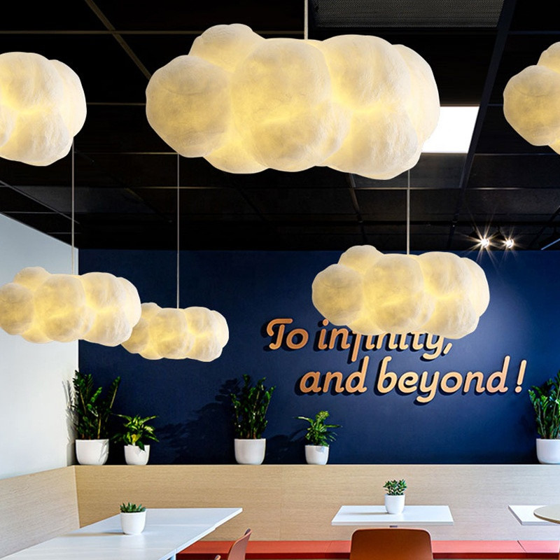 White Floating Cloud LED Modern Pendant Lights, Chandeliers For Living Room