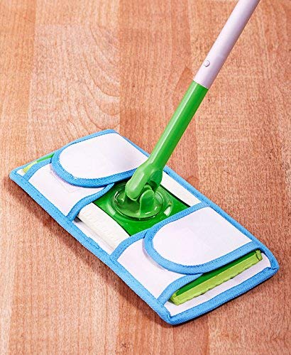 Set of 2 REUSABLE MOP PADS,11" Microfiber Wet Mop Pad ,Blue Twist Pile with White Canvas