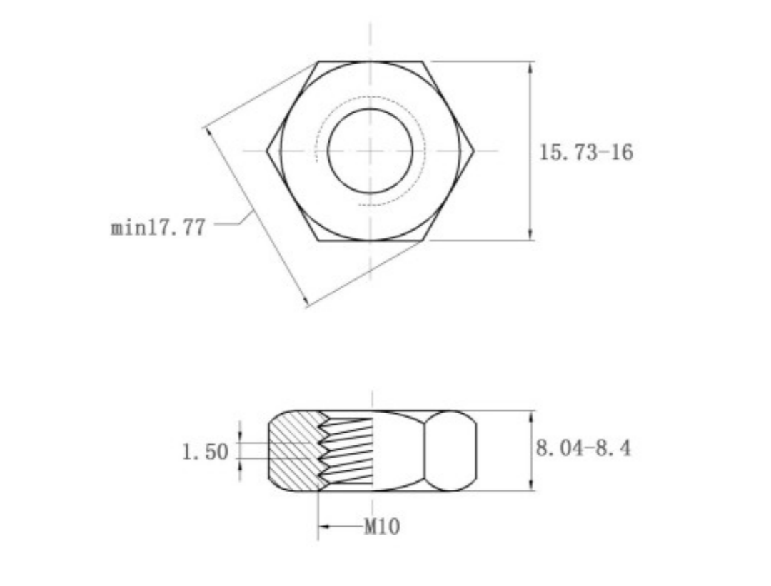 Oil Gas Measurement System M6-M12 HastelloyC-276 Hexagon Nut for Imperial Measurement in Healthcare Applications