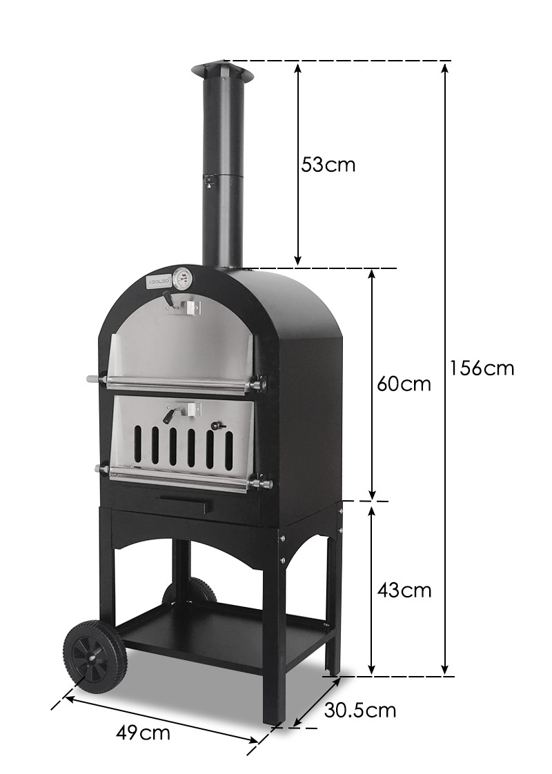 Outdoor Courtyard Charcoal Oven for Baking Pizza Portable and 30.5*30.5cm Stone Size