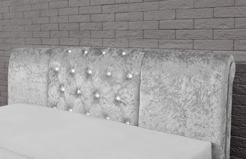 Luxury Duble Size Tufted Storage Bed Lint Sliver Crystal Button European Style