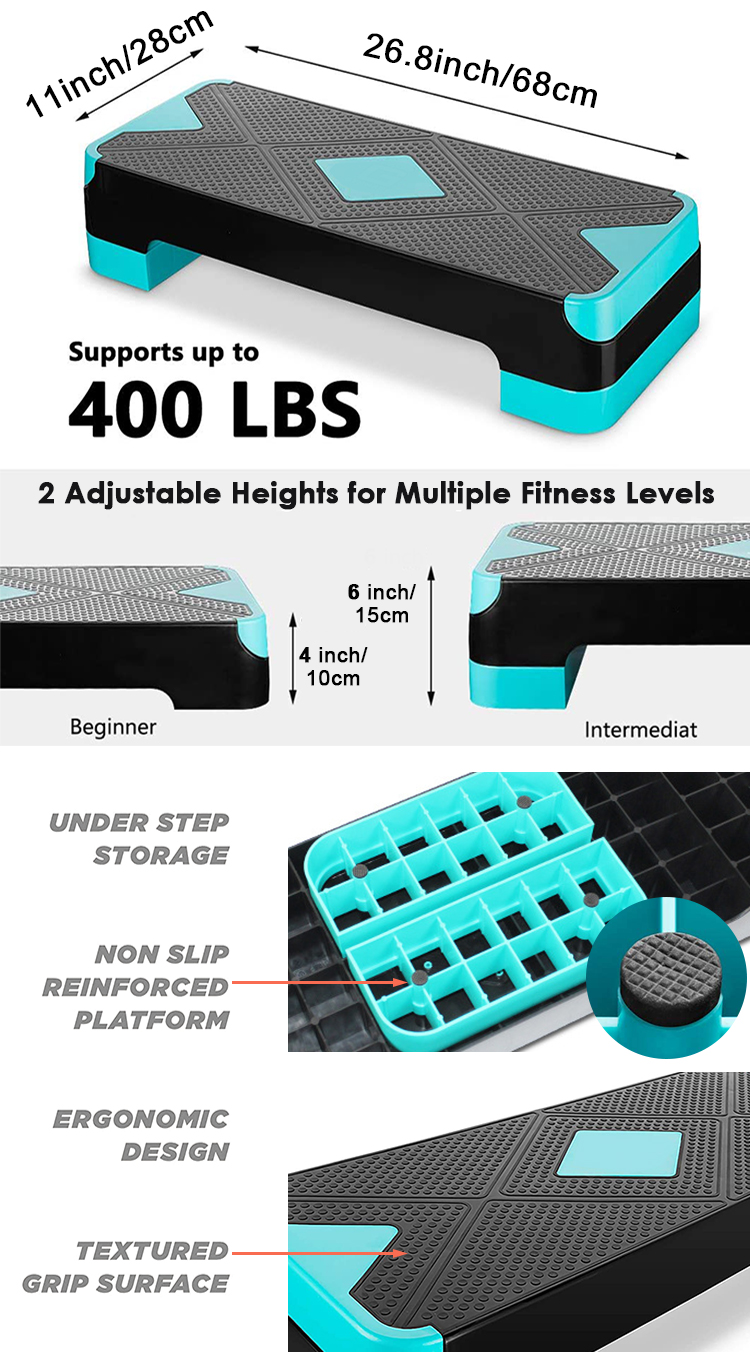 Durable Adjustable Aerobic Step Fitness Platform 100cm 3 Level Bench Workout