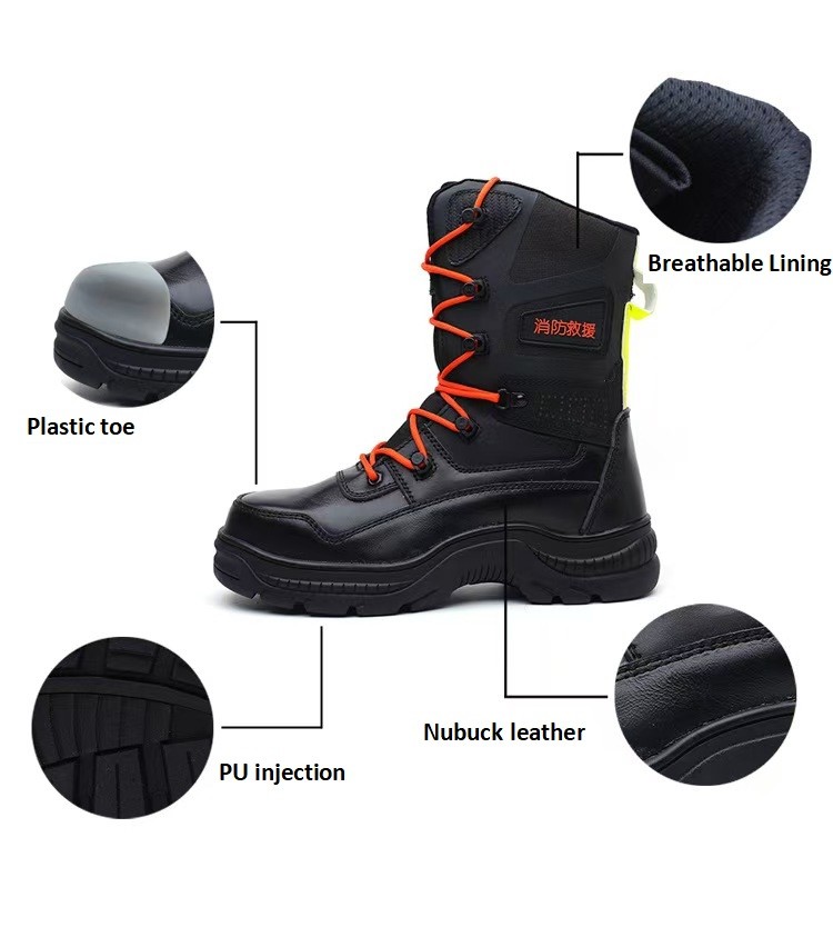 Waterproof Firefighter Rescue Boots Anti Puncture Oil Resistant Safety Boots
