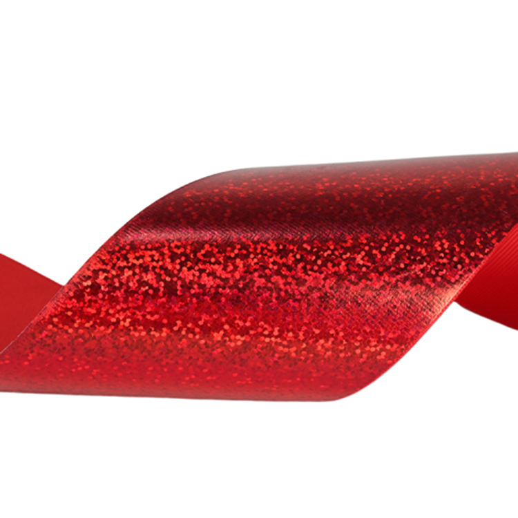 Eco Friendly Personalised Printed Ribbon Red / Glitter Color Custom Size