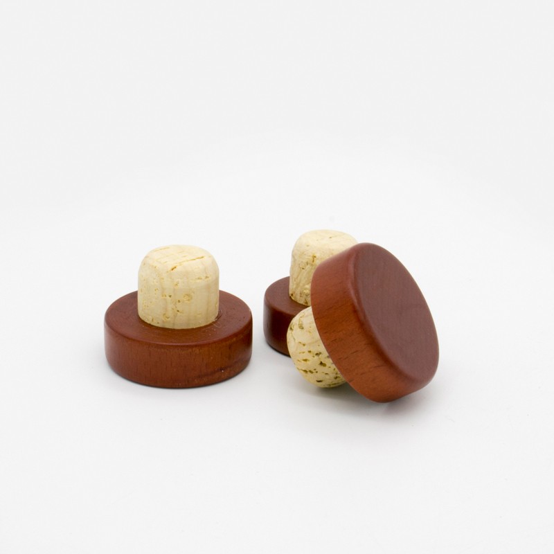 Wooden Stopper Made Out of Natural Solid Wood and Cork