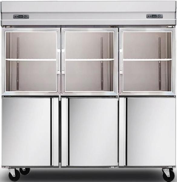 1600L Glass Door Commercial Kitchen Refrigerator , Stainless Steel Kitchen