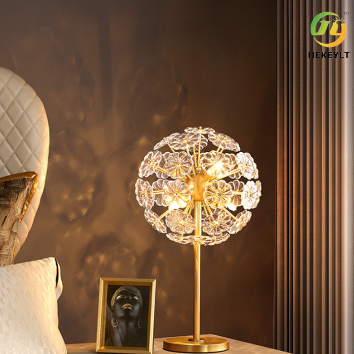 Copper Crystal Bedside Table Lamp G9 X 6 For Home Hotel