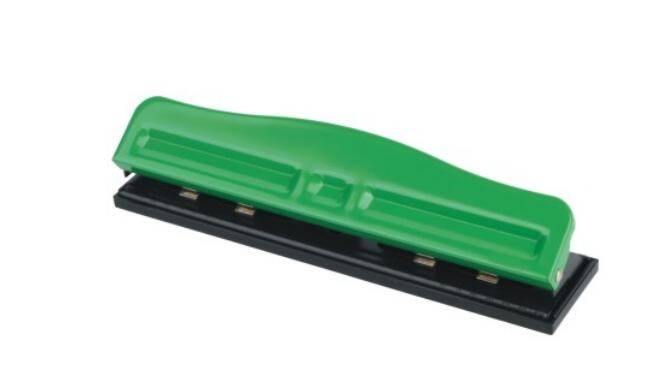 Fashion Green Color 12 sheets capacity metal 4 holes paper punch