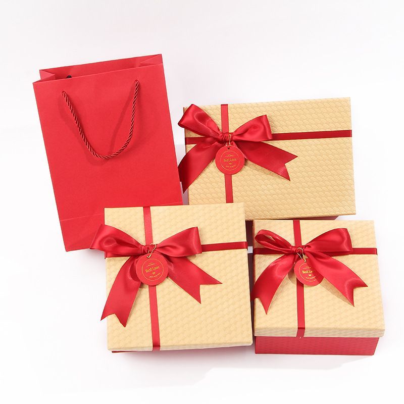 Ribbon Bow Tie Lid and Base Carton Box, Luxury Gift Paper Packaging Boxes