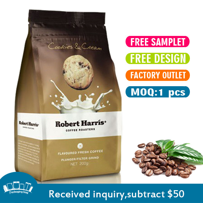 Coffee Bag Flat Bottom Plastic Coffee Bag Coffee Bag With Valve coffee packaging pouch Factory Direct Sale