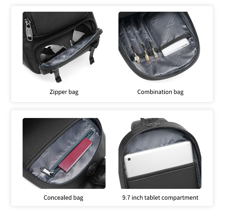 Travel One Shoulder Backpack Mens Sling Bag Preppy Style Dismountable