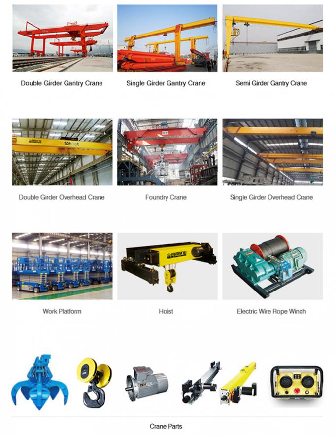10T Single Girder Electric Hoist EOT Bridge Overhead Crane For Steel Structure Worshop