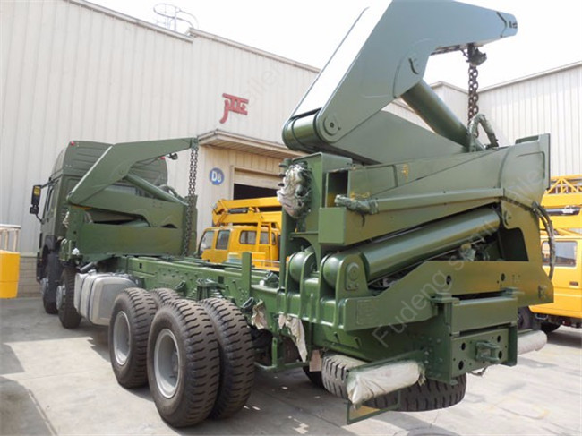 Tri Axle Side Loader Container Truck / 16-37 Ton Self Loading Container Truck